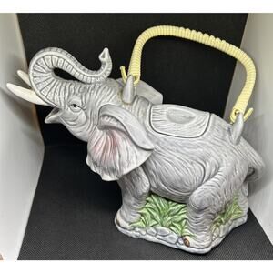 Vintage OCI Taiwan Hand painted Elephant Tea Pot